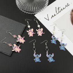 disney halloween earrings lilo & stitch stuff pink angel blue alien stitch drop earring trend