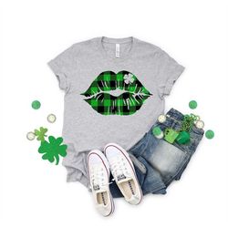 Buffalo Plaid Shamrock Lips Shirt, Shamrock Lips Shirt, St Patrick's Day Shirt, St Patrick's Day, Irish Shirt, Quote Pat