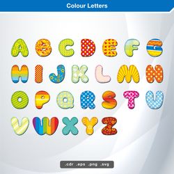 colour letters svg digital vector