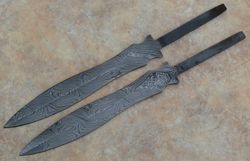 custom handmade damascus steel  18'' dagger blank blades lot of 2