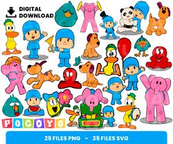 bundle layered svg, pocoyo svg, children svg, love svg, digital download, clipart, png, svg, cricut, cut file