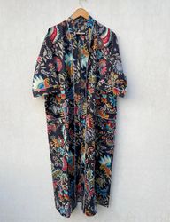 express delivery- cotton kimono robes,bird print kimono,soft and comfortable bath robes,wrap dress,house coat robe,women