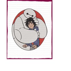 baymax hugs hiro hamada big hero 6 filled embroidery design - instant download