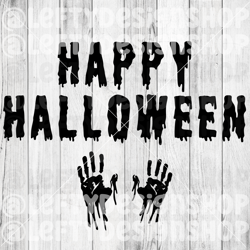 happy halloween | bloody hands | svg | png | instant download