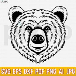 bear svg, bear face svg, bear head svg, bear face clipart, grizzly bear bear svg, cricut, bear cut file, bear shirt, bea