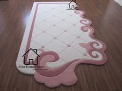 ayka floral irregular hand tufted round woolen rug handmade rug for hall & bedroom area rug customize size available