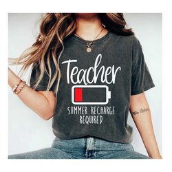 teacher summer recharge required unisex tshirt - cute teacher tees - graphic shirts - summer vacation t shirts - end of