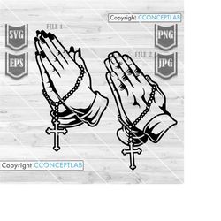 hand praying with rosary || svg file || hand svg || praying svg || praying hand svg || praying clipart || hand sign svg