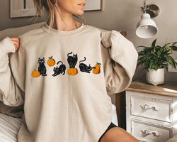 fall sweatshirt,cat sweatshirt,halloween sweater,cool fall cat shirt,cat lover tshirt,black cat shirt, halloween cat clo