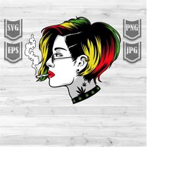 dope sexy girl svg | cannabis clipart | smoking weed cut file | marijuana stencil | rolling joint blunt dxf | 420 rasta