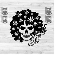 afro skull smoking joint svg | weed life clipart | cannabis cutfile | marijuana stencil | rasta 420 dxf | dope stoner mo