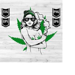 sexy lady smoking cannabis svg | 420 cut file | marijuana shirt png | weed clipart | stoner chick stencil | dope diva cu