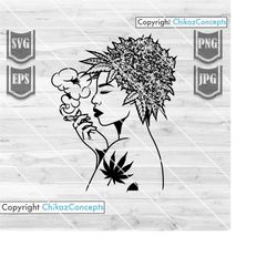 dope woman smoking joint svg | lady with weed head clipart | cannabis cut file | 420 svg | marijuana blunt stencil | smo