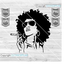 afro girl smoking joint svg | rasta chic cut file | marijuana clipart | cannabis dxf | weed shirt png| dope queen stenci