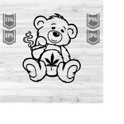 teddy bear smoking joint ||  svg file || stoned svg || smoking weed teddy || smoking joint || smoking marijuana svg || c