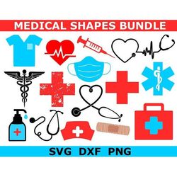 medical svg bundle, hospital svg, medical png, digital download, cut files, sublimation, clipart (includes 15 individual