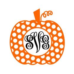 pumpkin svg, polka dot pumpkin monogram frame svg, halloween, digital download, cut file, sublimation, clip art (svgdxfp