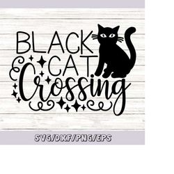 black cat crossing svg, halloween svg, spooky svg, black cat svg, kitty halloween svg, silhouette cricut cut files, svg,