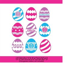 easter eggs svg, easter svg, easter monogram svg, easter basket svg, spring svg, silhouette files, cricut files, vector,