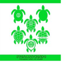 sea turtle monogram svg, sea turtle svg, sea turtle monogram, turtle svg files, turtle silhouette, dxf, eps, cricut file