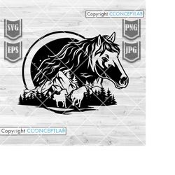 outdoor scene horse svg | outdoor scene svg | outdoor clipart | outdoor cutfile | horse clipart | horse cutfile | campli