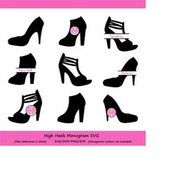 high heel svg, high heel monogram svg, high heels, shoes svg, high heel silhouette, high heel clipart, cricut files, svg