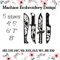 embroidery design scary knives