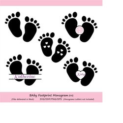 baby footprint svg file, baby feet svg, baby feet monogram svg, baby footprint monogram svg, baby footprint silhouette,