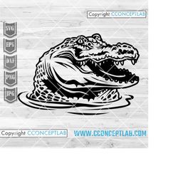 peeking crocodile svg | swamp animal clipart | reptile stencil | river creature dxf | lake monster cutfile | zoo crew sh