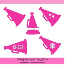 cheer megaphone svg cut files, cheer monogram svg, megaphone svg file, cricut files, silhouette files, cheerleader svg,