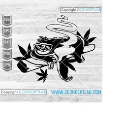 sloth weed high svg | rasta animal clipart | dope 420 shirt png | smoking joint dxf | cannabis zoo crew cutfile| marijua