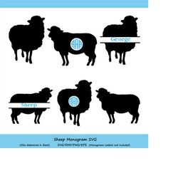 sheep svg cut file, sheep monogram svg, farm animals svg, animals svg, farm svg, vector, sheep silhouette, cricut files,