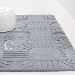 ayka grey hand tufted high low pile woolen rug handmade rug for hall & bedroom area rug customize size available
