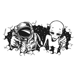 alien and astronaut smoking weed svg