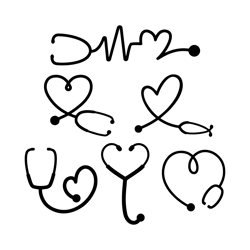 stethoscope heart silhouette - stethoscope heart - svg