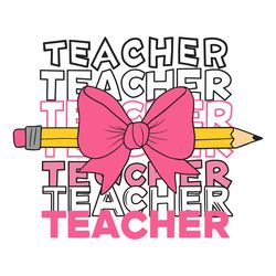 groovy teacher pink ribbon bow svg digital download files