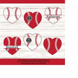 baseball heart svg, baseball svg, baseball monogram svg, softball svg, baseball heart cut file, baseball silhouette, cri