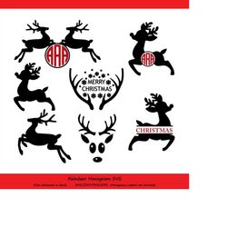 reindeer svg, reindeer monogram svg, reindeer face, christmas svg, deer svg, antler, reindeer silhouette, cricut files,