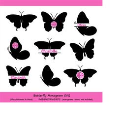 butterfly svg, butterfly monogram svg, butterflies svg, butterfly clipart, butterfly silhouette, monogram frame, cricut,