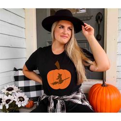pumpkin witch shirt, halloween witches shirt, halloween women shirt, halloween witch sweatshirt, witch broom halloween s