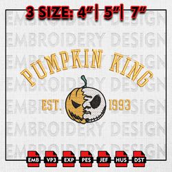 jack skellington pumpkin embroidery file, nightmare before christmas embroidery, halloween machine embroidery pattern