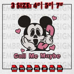call me maybe mickey embroidery files, halloween embroidery, mickey machine embroidery files, digital files