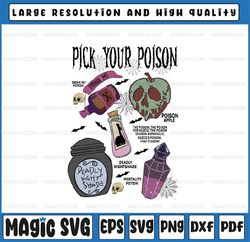 Vintage Retro Pick Your Poison Png, Halloween Dis-neyl-and Vill-ain Halloween Png, Happy Halloween Png, Digital Download