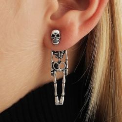 halloween skull skeleton drop earrings