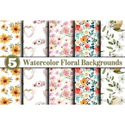 watercolor floral digital papers