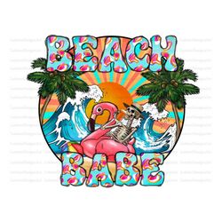 Beach Babe Png Sublimation Design, Beach Babe With Leopard Sunglasses Png, Beach Background Png Summer Skeleton Png Down