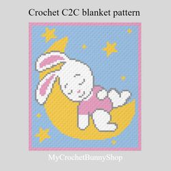 crochet c2c bunny on the moon graphgan blanket pattern pdf download