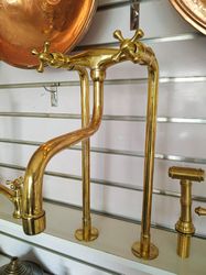 unlacquered brass - kitchen faucet - sink faucet - bridge faucet - brass kitchen faucet - farmhouse faucet - unlacquered