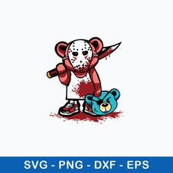 killer teddy bear svg, bear jason voorhees svg, bear horror svg, png dxf eps file