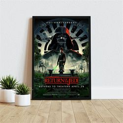 1983 star wars return of the jedi 40th movie poster canvas, room decor, home decor, vintage print, canvas wall art, gift